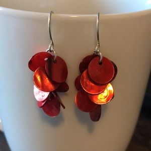 Red dangle earrings
